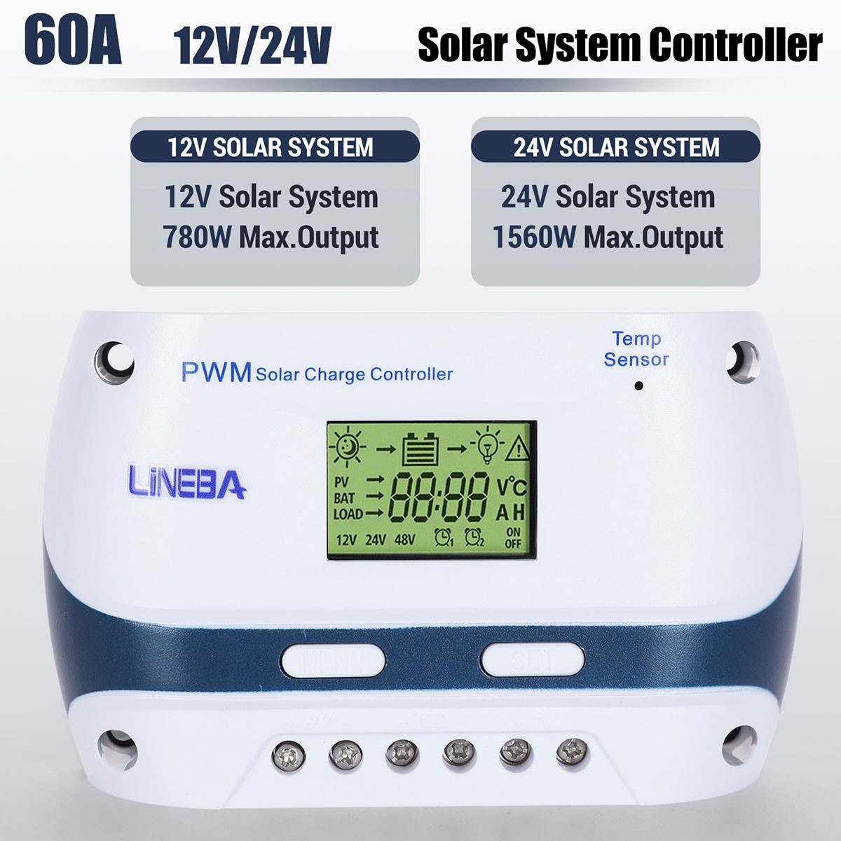 LCD 100A 60A 30A Solar Charge Controller Auto 12V/24V/48V Battery Regulator USB
