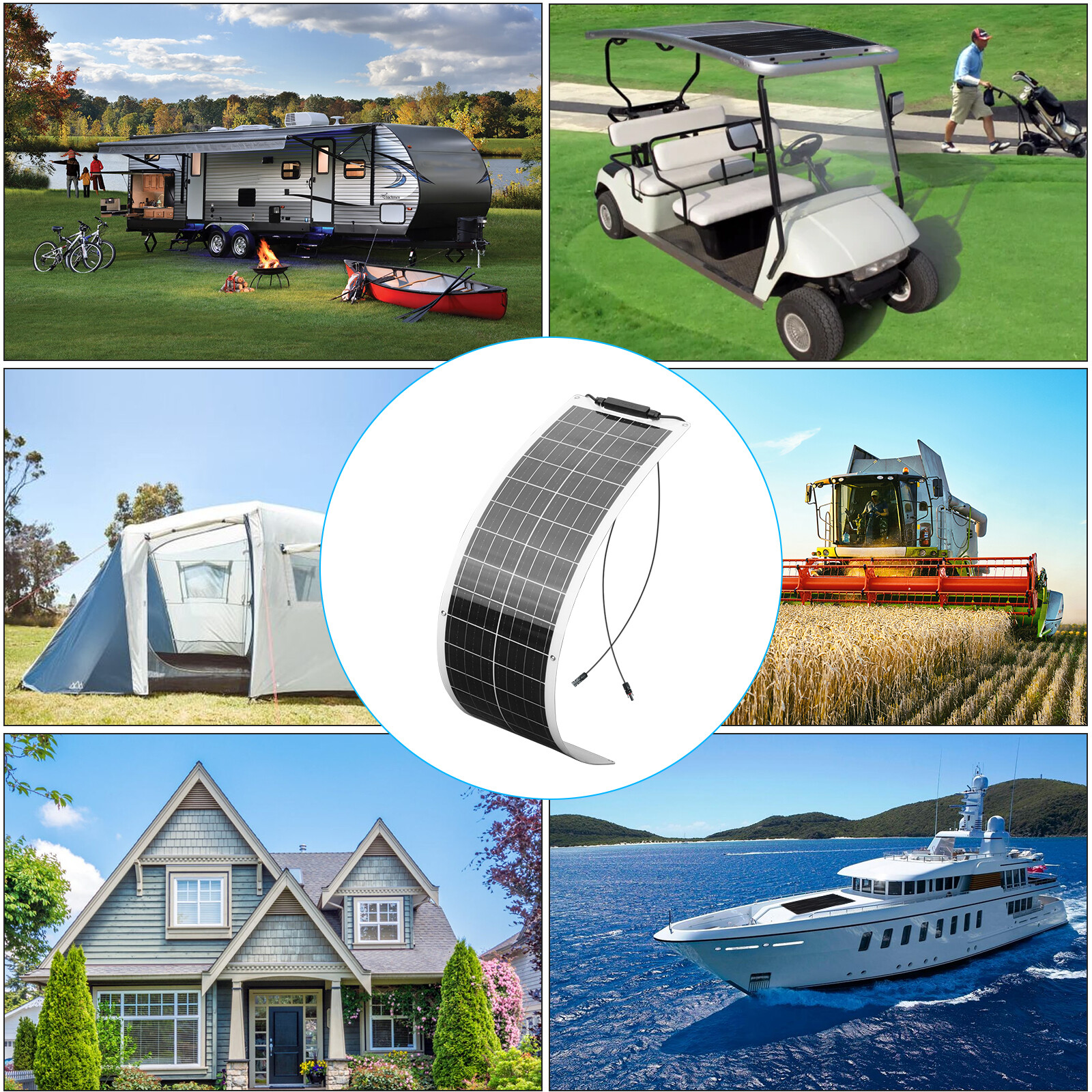 50w 12v Solar Panel Kit 50W Flexible Module Black 10A Charge Controller RV