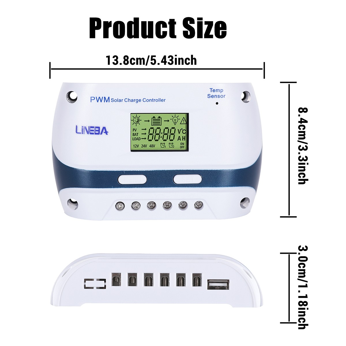 LCD 100A 60A 30A Solar Charge Controller Auto 12V/24V/48V Battery Regulator USB
