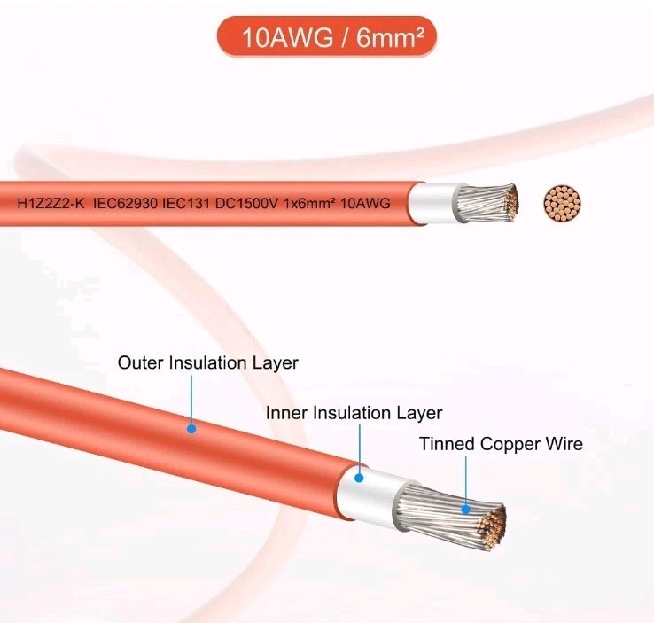10 AWG Solar Panel Wire 229Ft Tinned Copper Extension Cable for Home RV & Marine