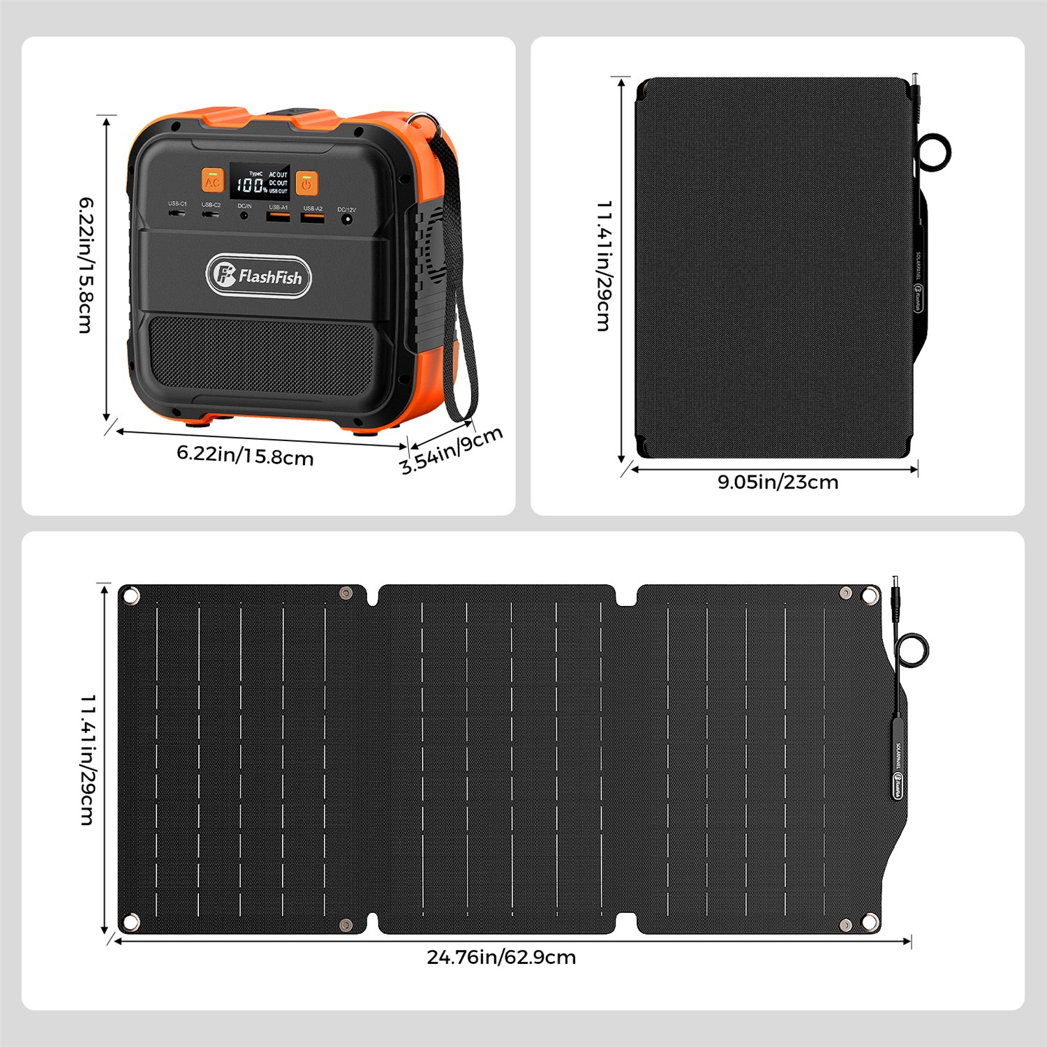 Flashfish Solar Power Generator Li-ion 120W 98Wh Optional With Solar panel 30W