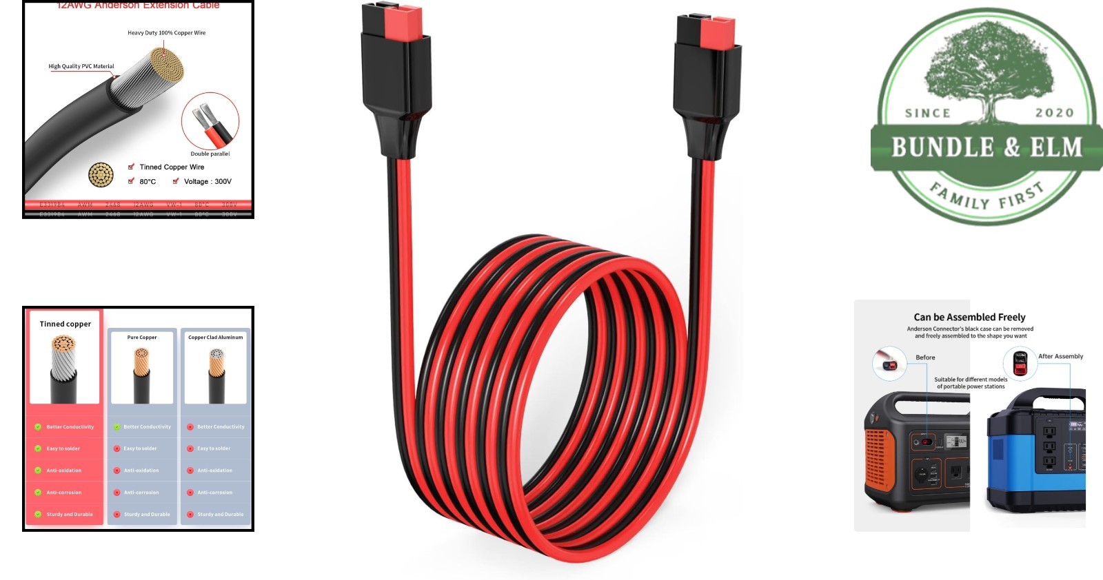 Weatherproof Anderson Connector Cable for Solar Panels and Power Stations