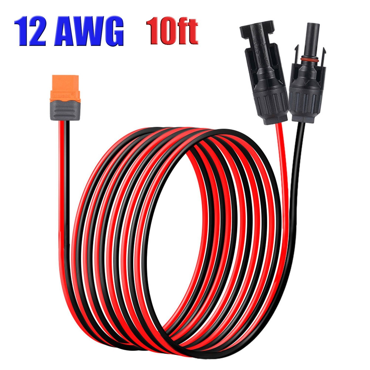 10ft Solar Panel Extension Cable Wire XT60i Female to Solar Connectors 12 AWG