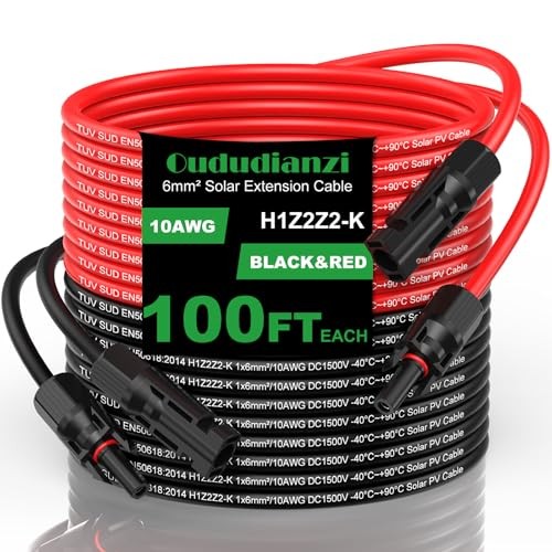 Oududianzi Solar Extension Cable 100FT 10AWG Tinned