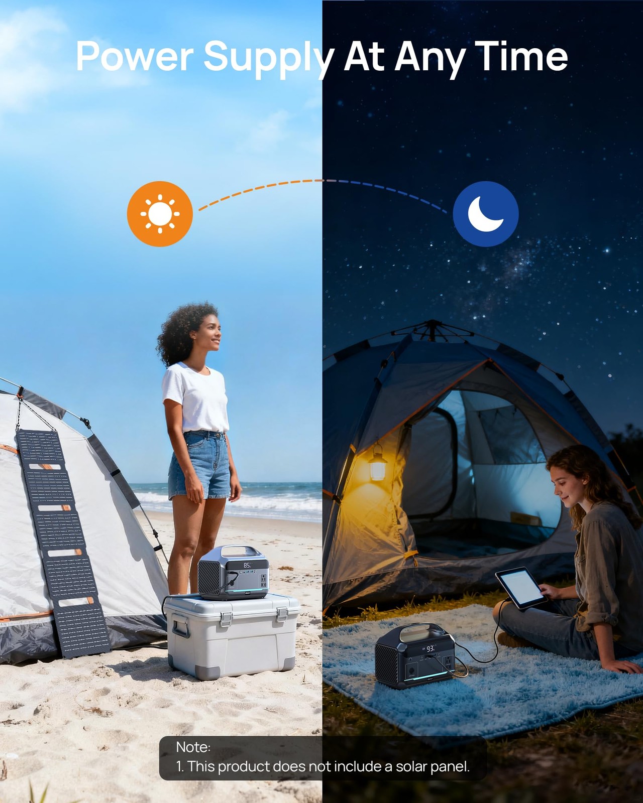Portable Power Station 600W Surge, 288Wh (90,000mAh) Solar Generator, LiFeP04…