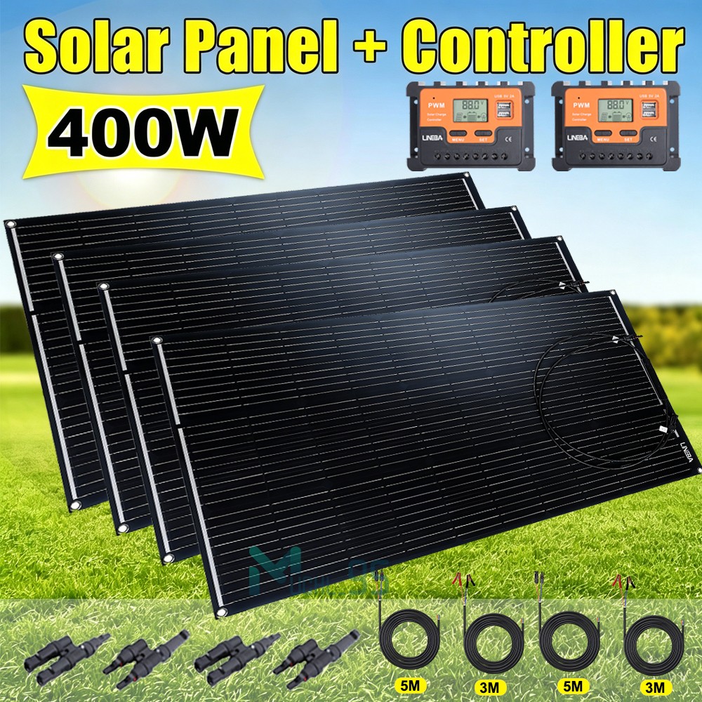 400W Portable Flexible Solar Panel with Controller RV Camping Off-Grid Rooftop