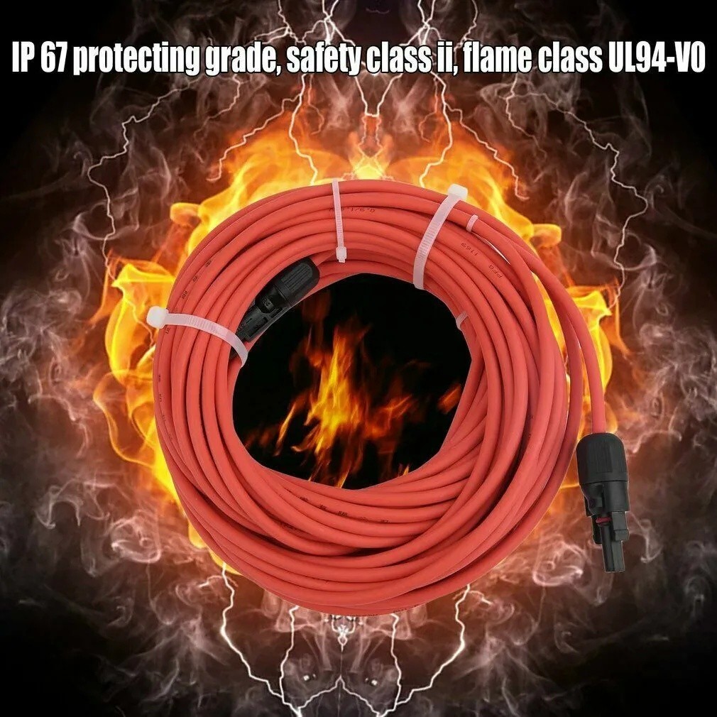 10 AWG Black Red Solar Panel Extension Cable Silicone Flexible Wire Connectors