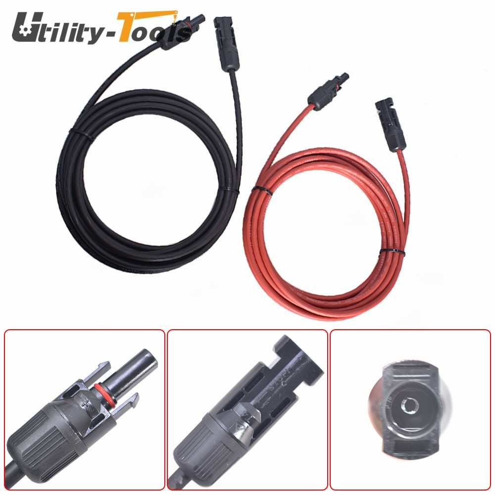 High Quality 12 AWG Black + Red 10 FT Solar Panel Extension Cable Wire Connector