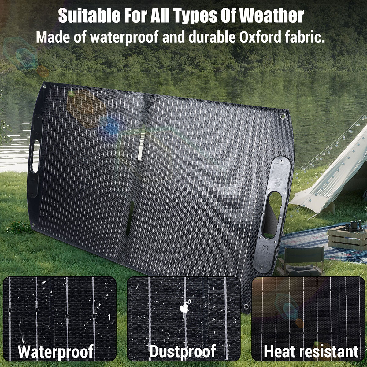 100W Portable Foldable Solar Panel For Generator Power Station Camping Boat RV