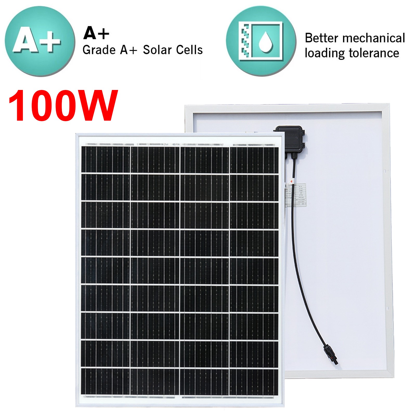 Single-sided 100W Watt 12V Solar Panel Mono HighEfficiency PV for Sunshed Roof