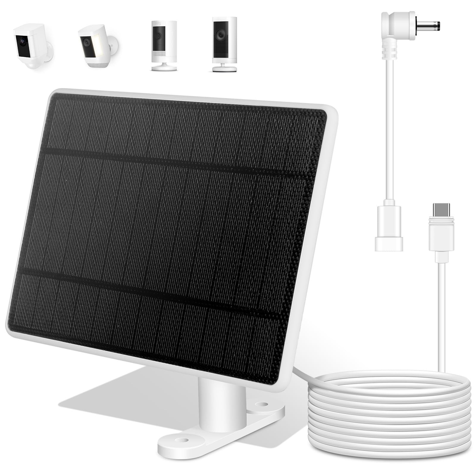 6W Solar Charger for Ring Stick Up Cam & Spotlight Cam, 360° Bracket, 10ft Cable