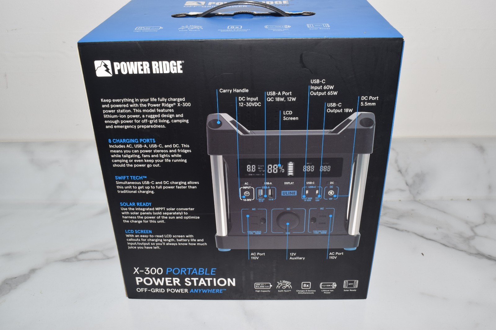 Power Ridge X-300 Portable Power Station 299Wh 83200mAh Lithium Solar Generator!