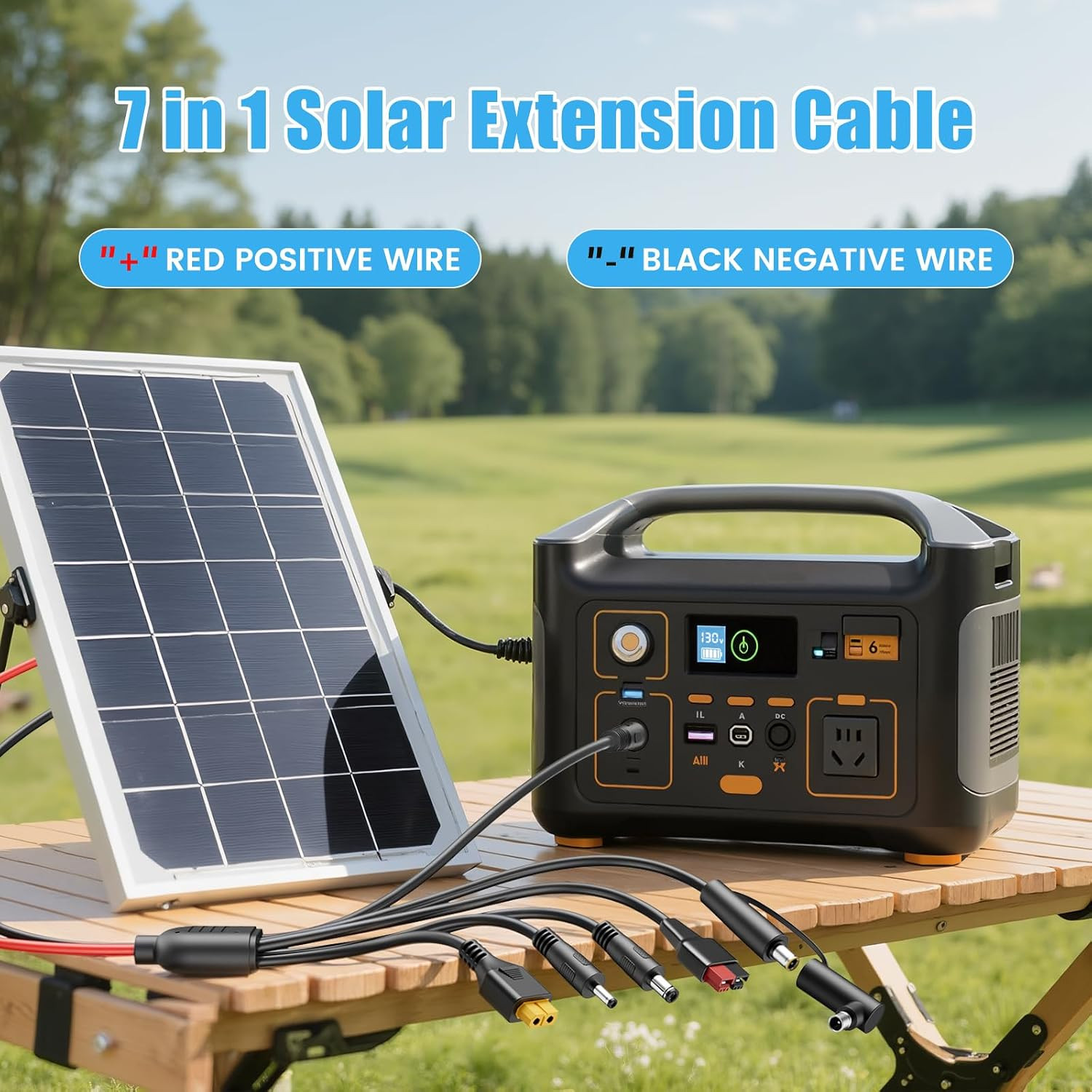 7-In-1 Solar Panel Adapter Connectors,3.6 Feet Universal 12AWG MC4 Cable to DC