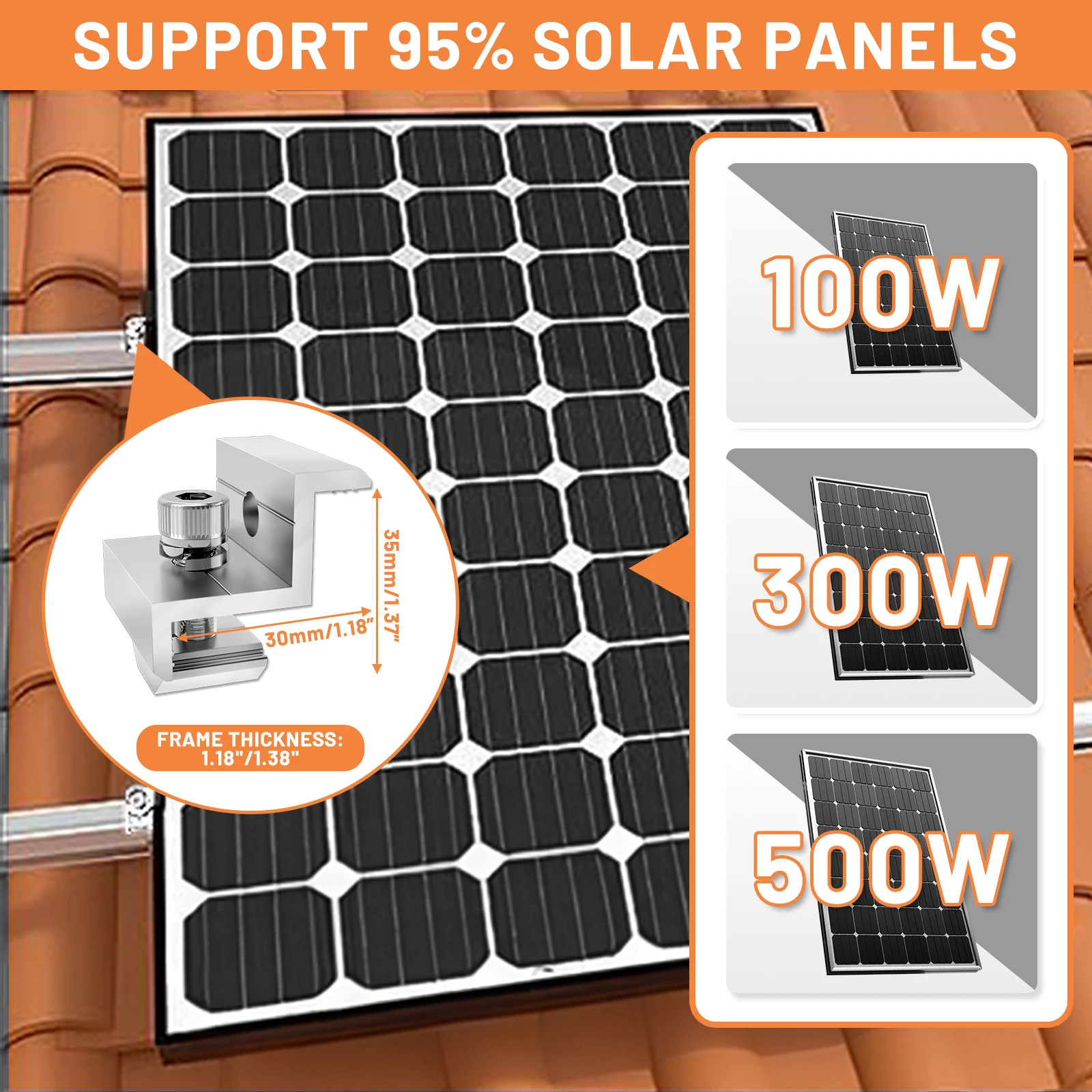 Solar Panel Mounting Set, Photovoltaic Mounting Rail for 1/2/4 Solar Panel, 300