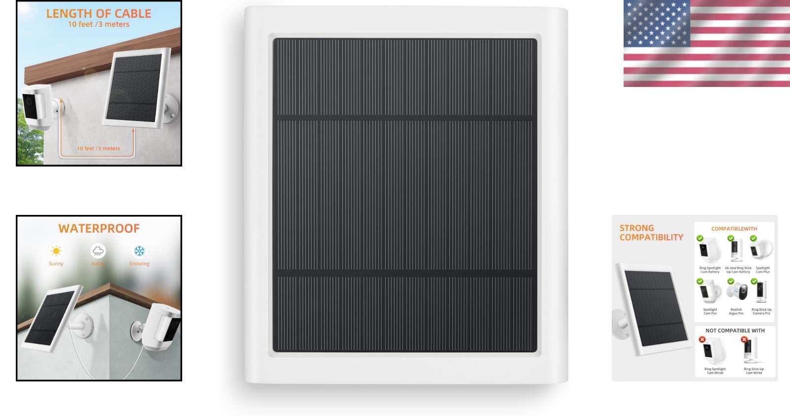 Reliable 4W Solar Panel for Ring Stick Up & Spotlight Cams – 360° Mount Included