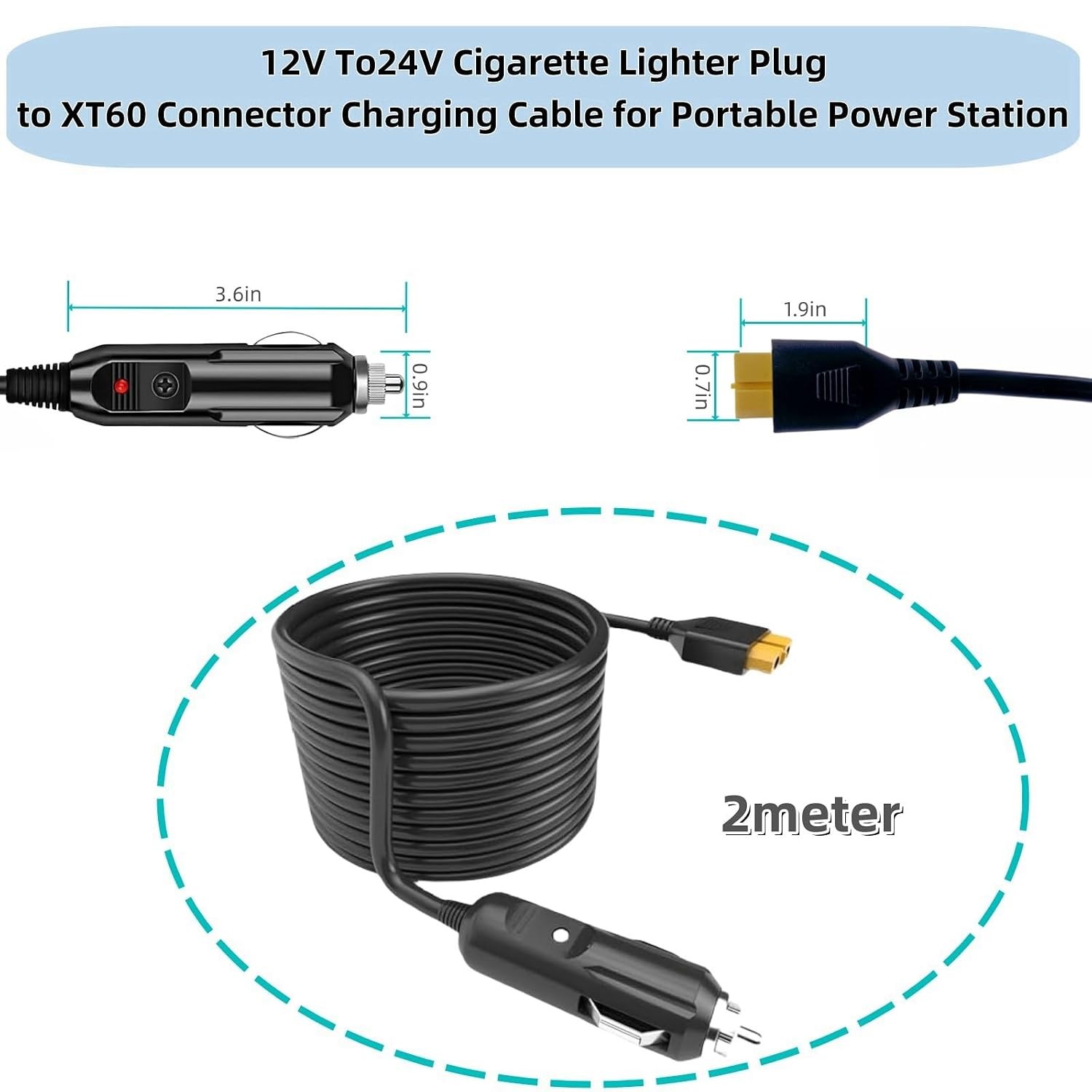 Portable 12V/24V Car Charger Compatible with Ecoflow Delta/River & Bluetooth