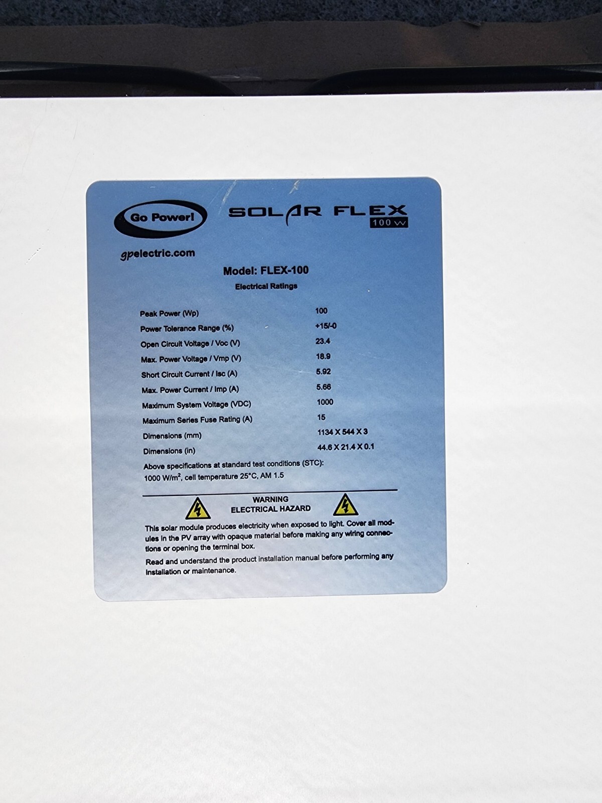 GO POWER GP FLEX-100 100W FLEXIBLE SOLAR MODULE PANEL GP #82985