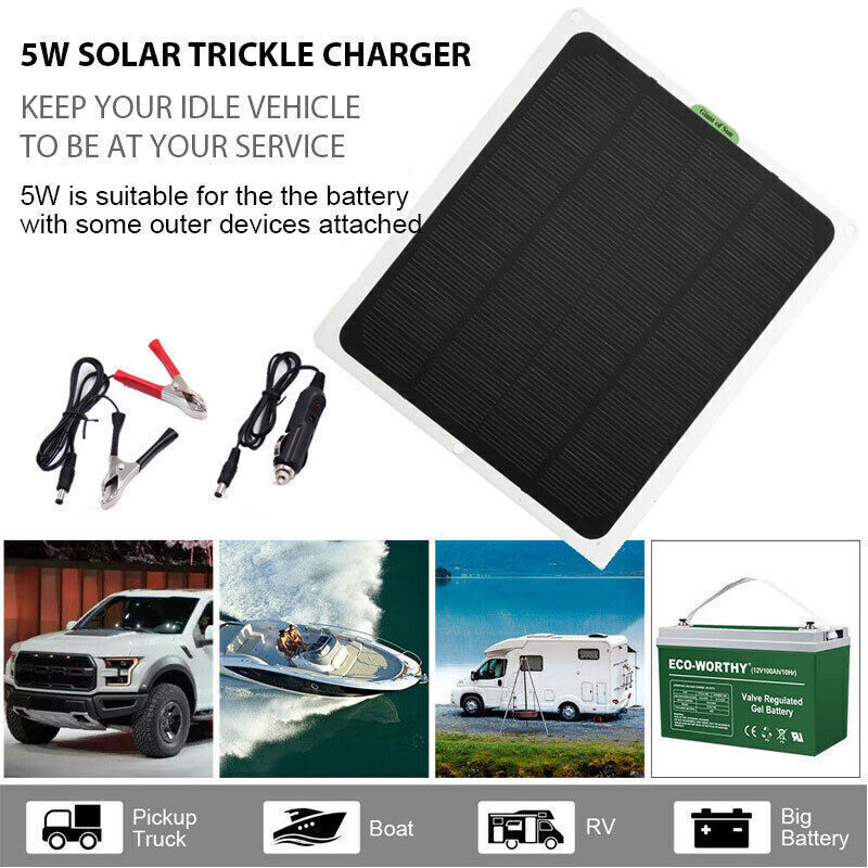 20W(Watts) 12V(Volts) Monocrystalline Solar Panel Battery Maintainer for Boat RV