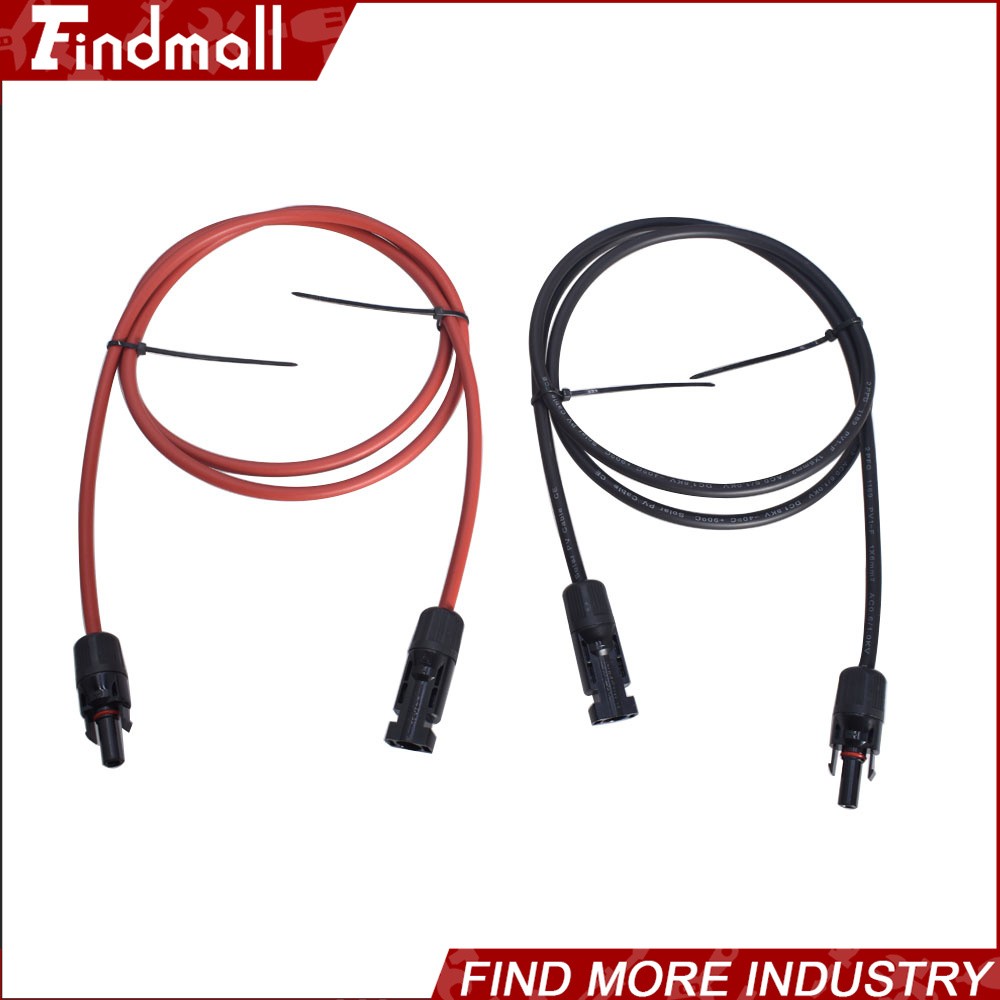 Findmall 1Pair Black + Red 10AWG 15ft Solar Panel Extension Cable Wire Connector