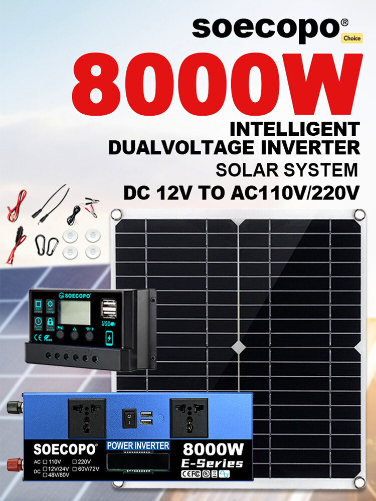 Solar Full 8000w 110/220V Inverter 300W Solar Panel Home 100A Controller System