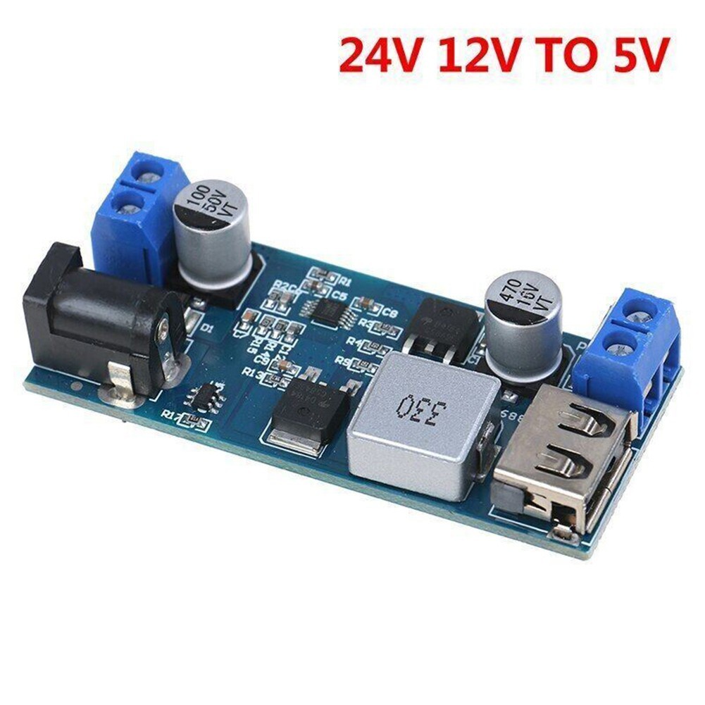 Wide Compatibility 24V 12V to 5V 5A Step Down Supply Converter USB