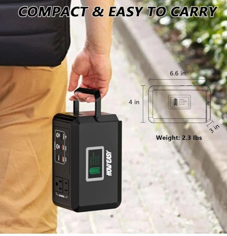 HOWEASY Portable Power Station for Home Camping Emergency Backup, 24000mAh Solar