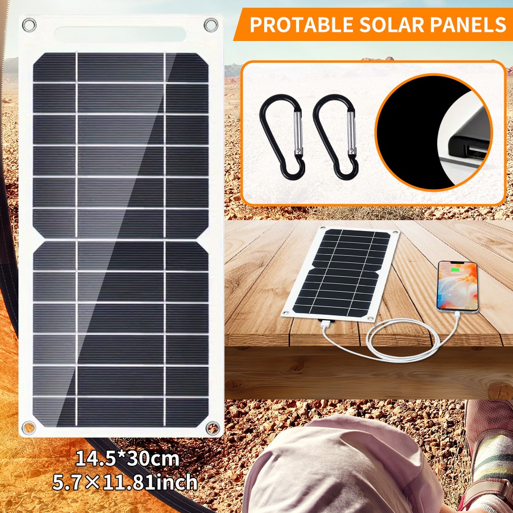 10W/15W 5V Solar Panel USB Waterproof Outdoor Camping Charger Phone Power Bank