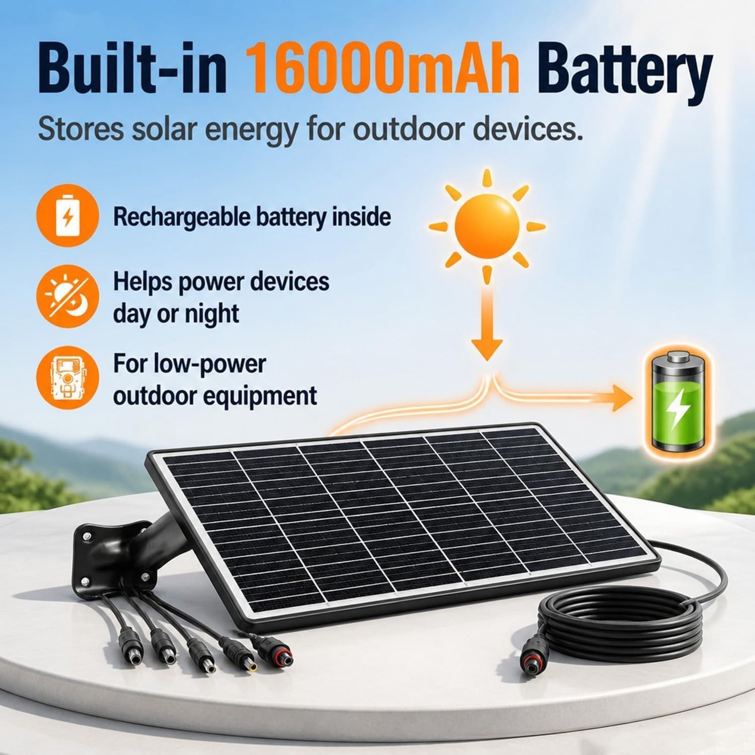 15W Solar Panel Kit with Built-in 16000mAh Battery Voltage: 5V/6V/9V/12V Curr…