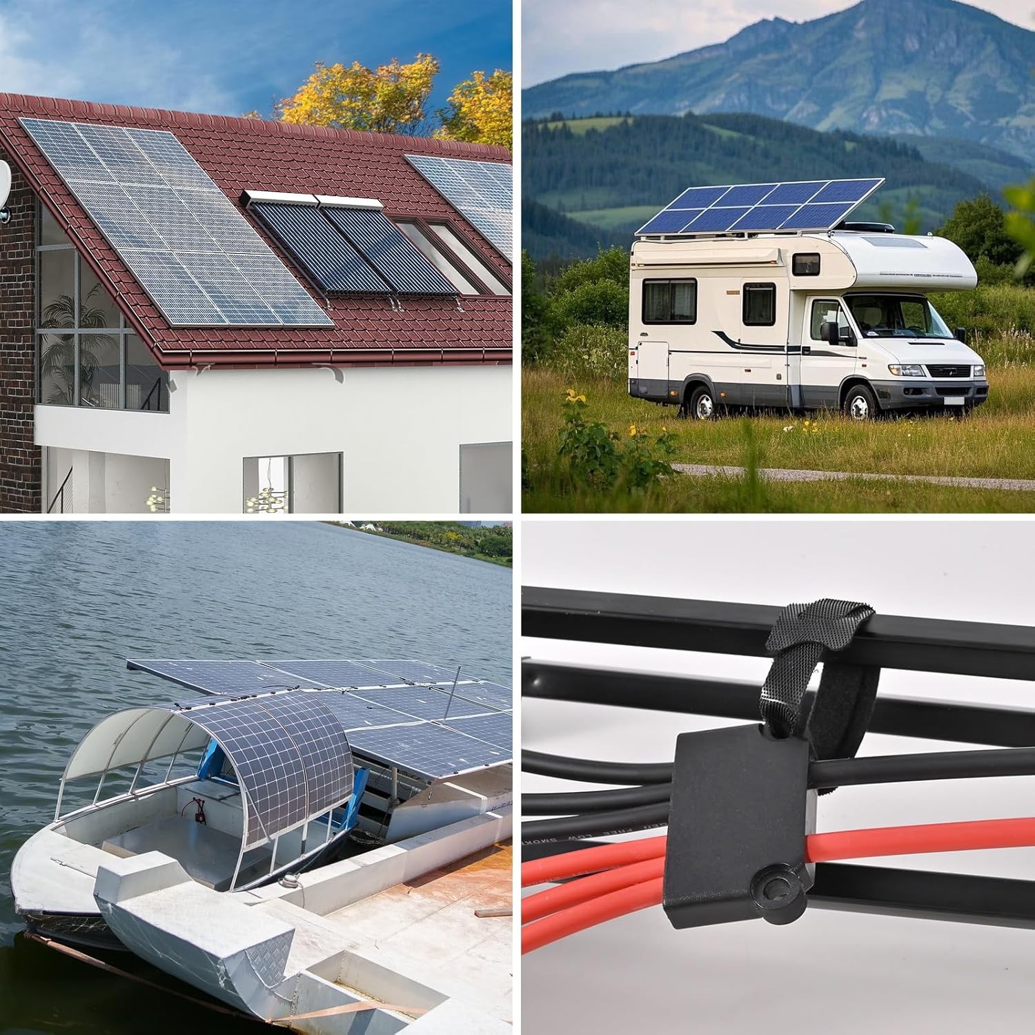 MC4 Y-Branch Solar Connectors 4-2 Parallel Adapter 10AWG IP68 Tool-Free 1.65FT