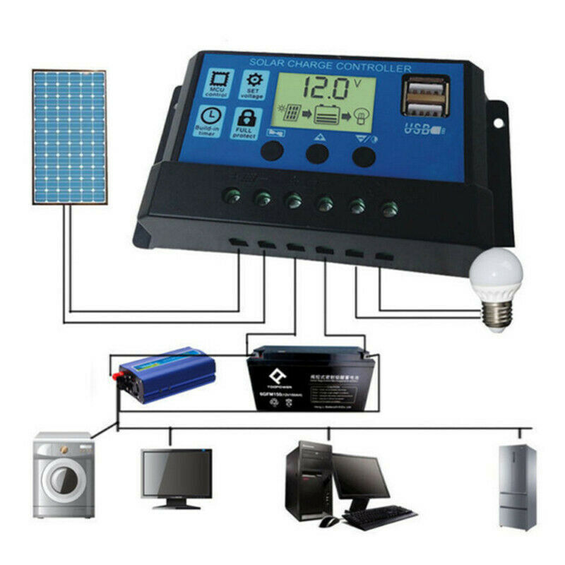 30A 12V/24V Solar Panel Regulator Charge Controller Auto Focus Tracking