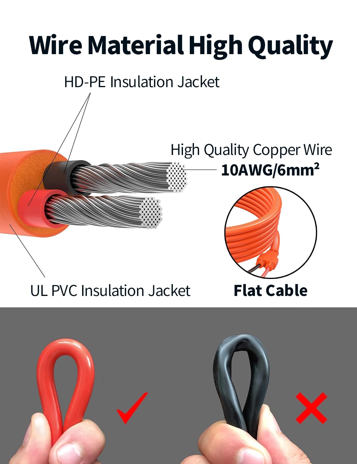 20FT 10AWG Solar Panel Extension Cable, 6mm² PV Wire with IP68 Male & Female …
