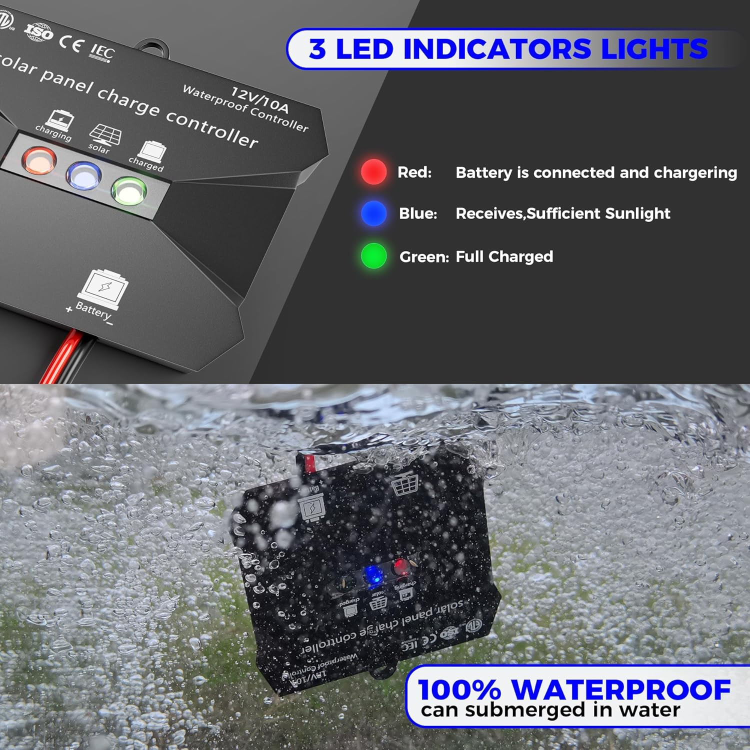 Solar Panel Kit 50W 12V, Solar Battery Trickle Charger Maintainer, Waterproof So