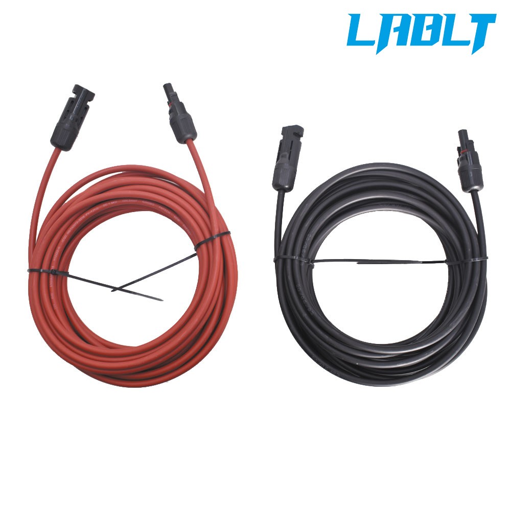 LABLT 30 FT 12 AWG Black and Red Solar Panel Extension Cable Wire Connector