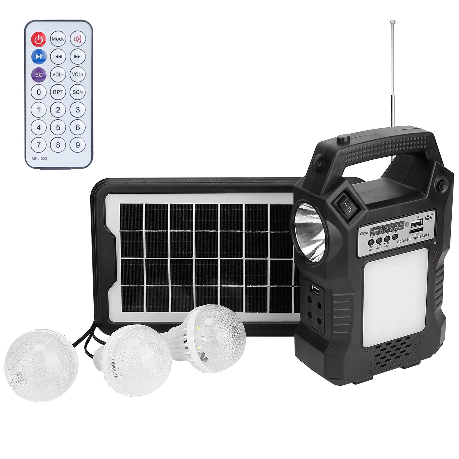 2PCS Power Station Solar Generator Panel Power Bank Outlet Emergency W/ 6 Bulbs
