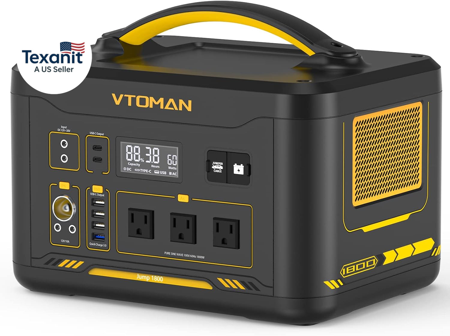 Jump 1800 Portable Power Station with Jump Start, 1548Wh Lifepo4 Solar Generator