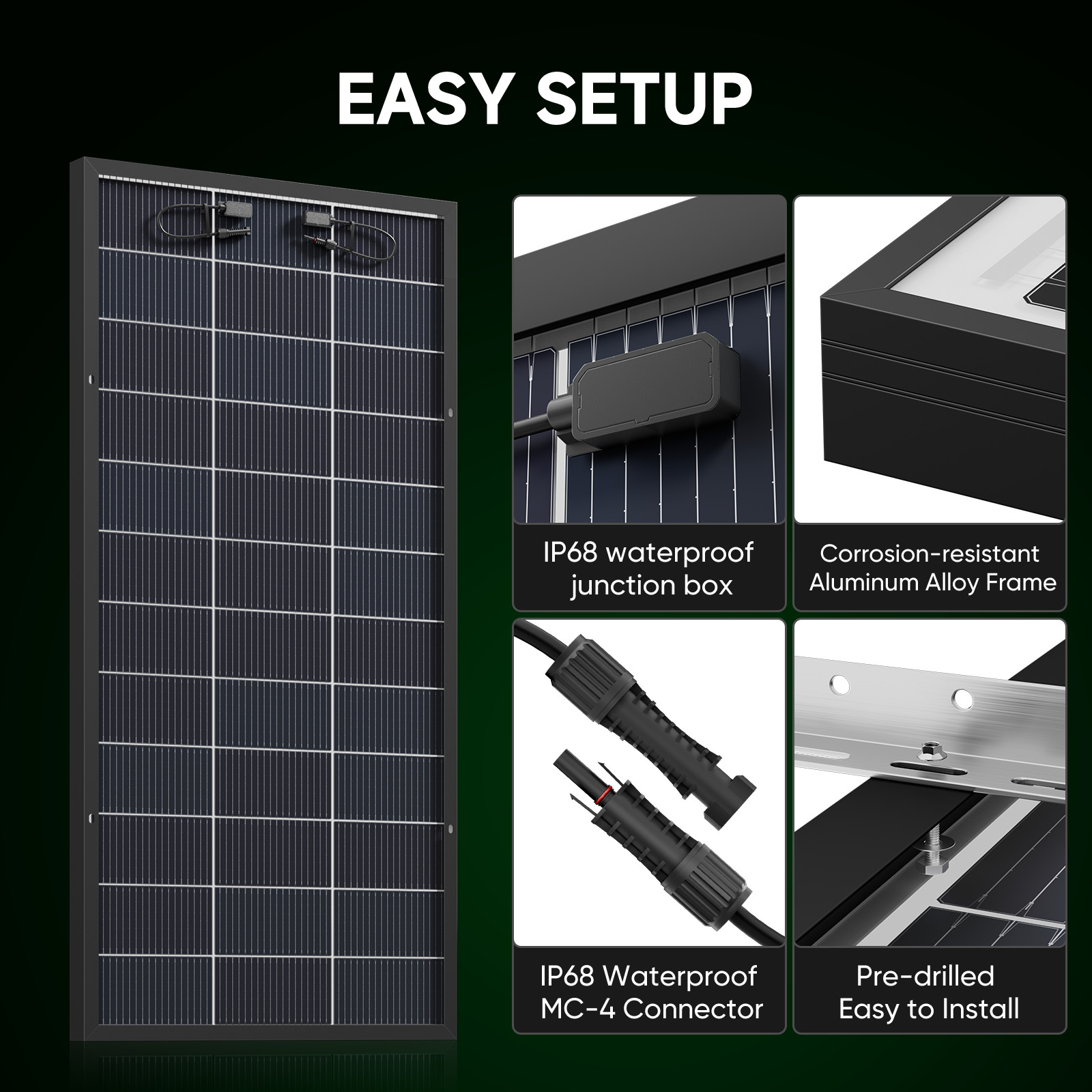 Bifacial 12V 400W 18BB Solar Panel High-Efficiency Battery Home PV Off-Grid Boat