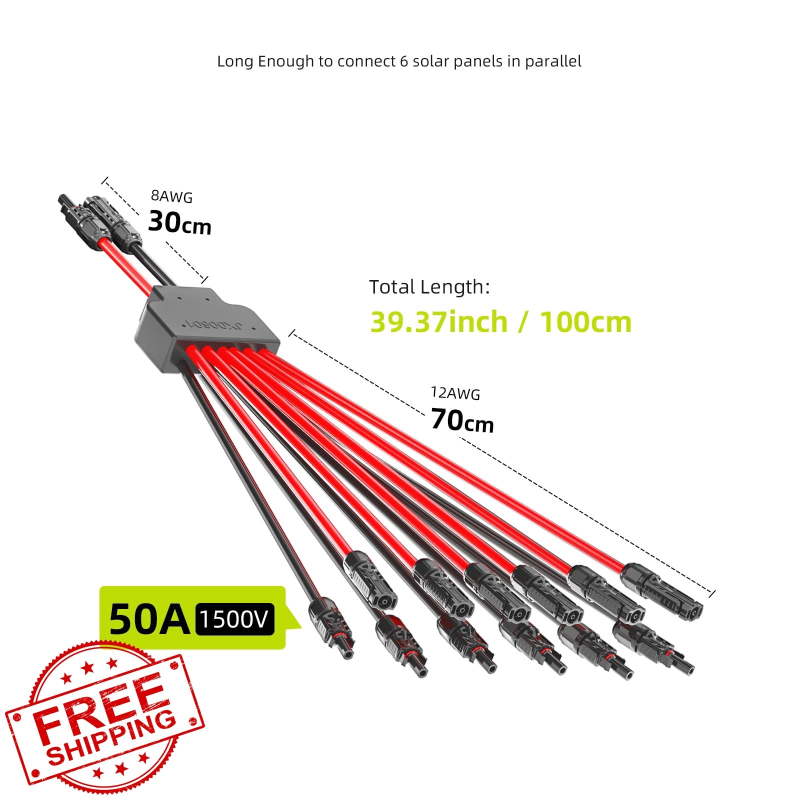 JXMXRPV Solar Connectors 6 Panels 1 PCS