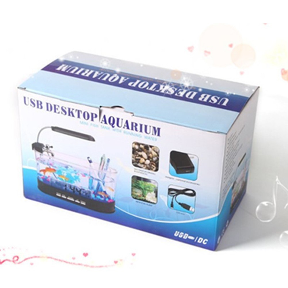 LED Desk Lamp Fish Tank with Smart Alarm Clock and Water Circulation System