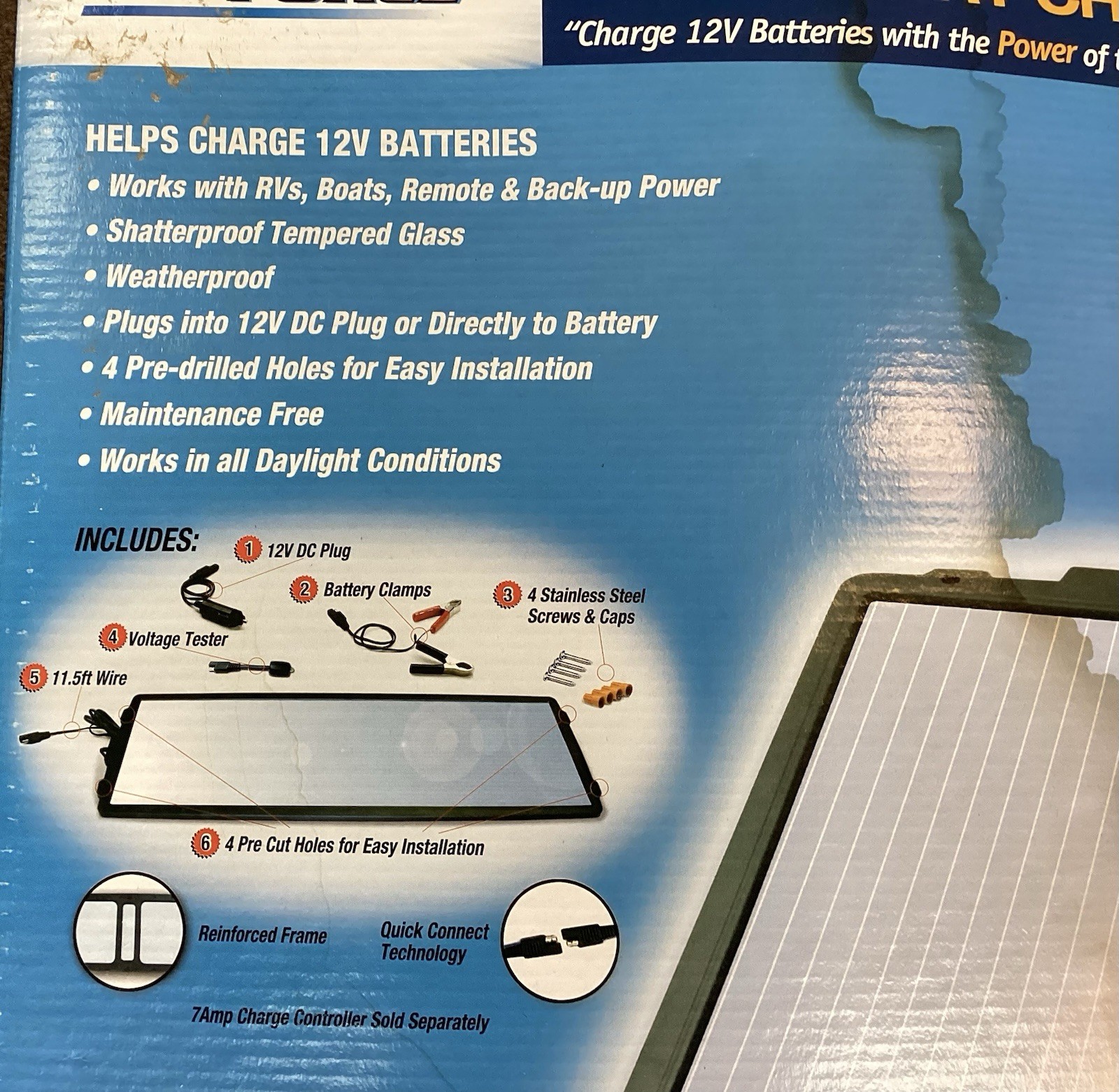 Sun Force 15W Solar 12 V Power Battery Charger