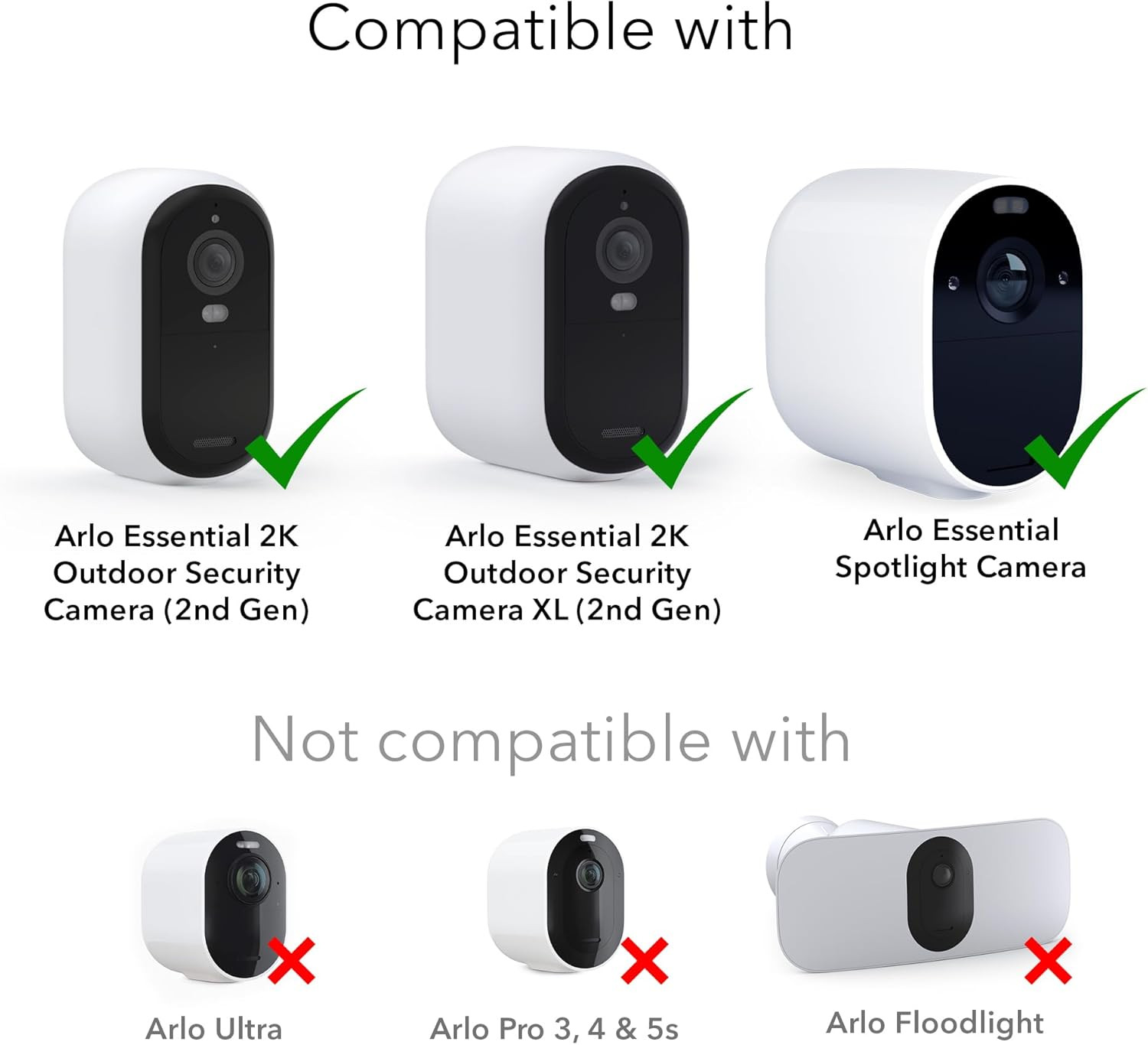 3-Pack Solar Panel for Arlo Essential 2K Camera & Spotlight – White