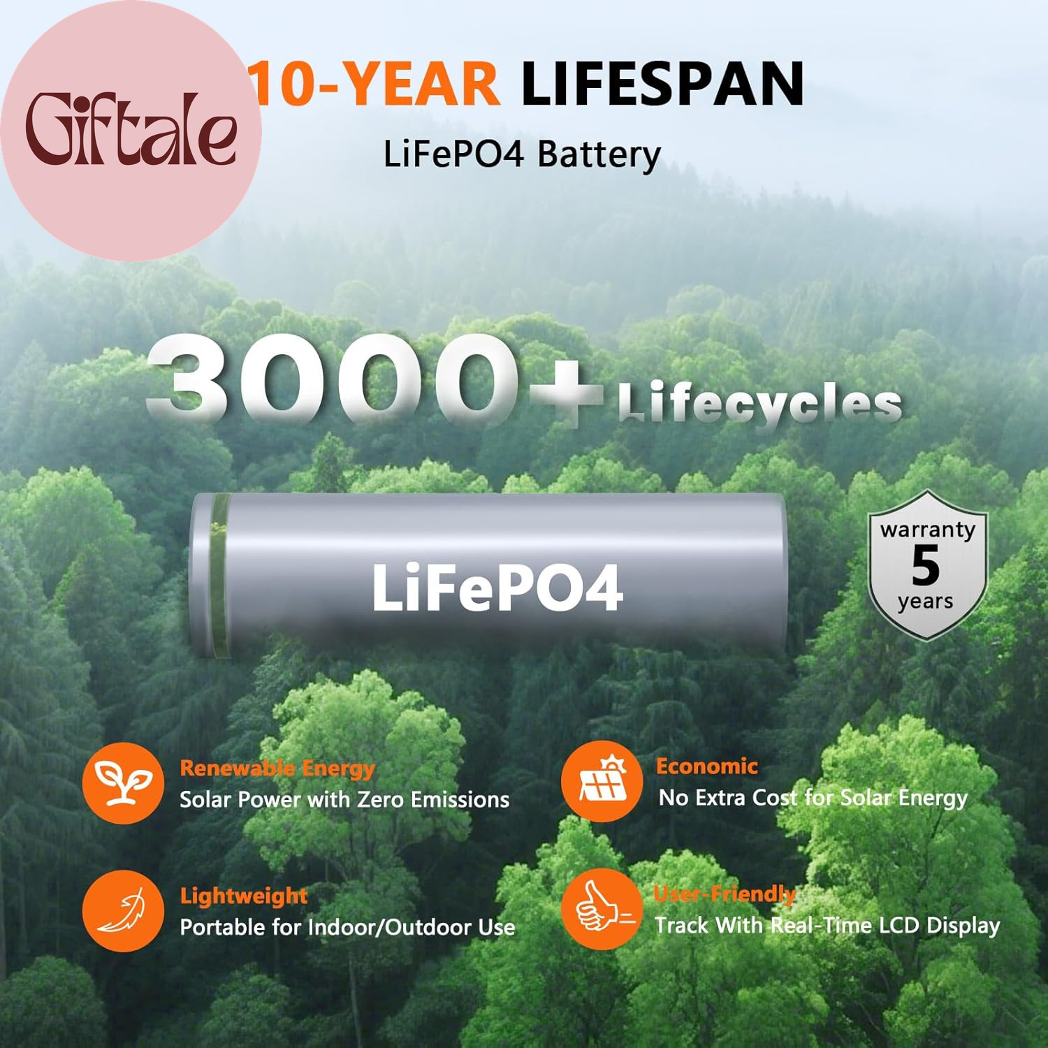 Portable Power Station 300W (Peak 600W) Upgraded, 256Wh Lifepo4 Battery Bank Sol