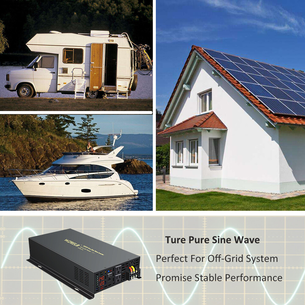 5000w 36V Pure Sine Wave Inverter 110V 120V Solar Power Home Remote Switch Moto