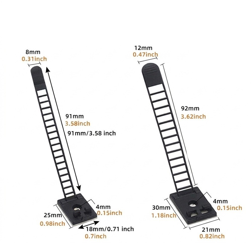 100pcs For Cable Organizer Base Black Nylon for Desk Wall Workshop Setup