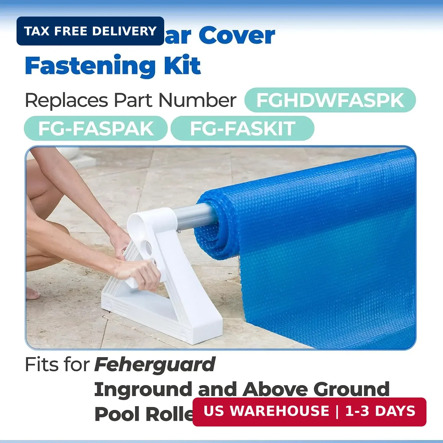 ANTOBLE Tube and Solar Cover Fastening Kit, FGHDWFASPK Pool Solar Cover Straps C