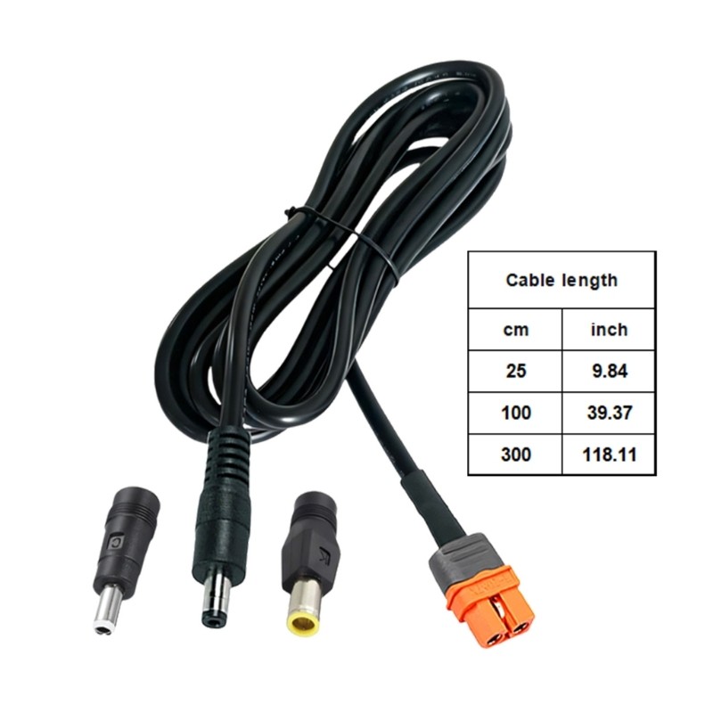 Solar Use XT60i to DC5521 Cable with 5525 and 7909 Add-On Set Power Cable
