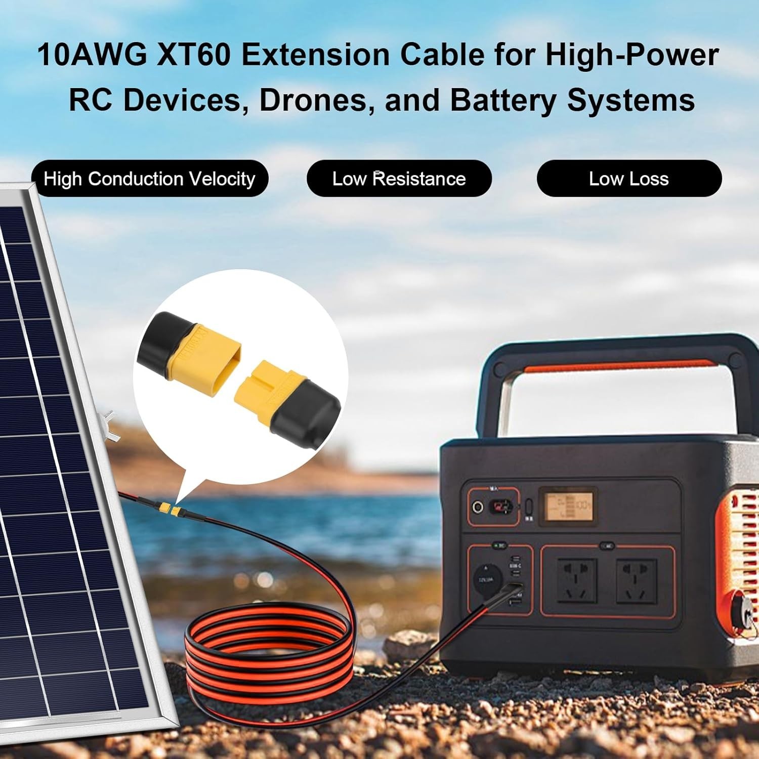 1FT XT60 Power Extension Cable – Tinned Copper, Ideal for High-Power RC Devices