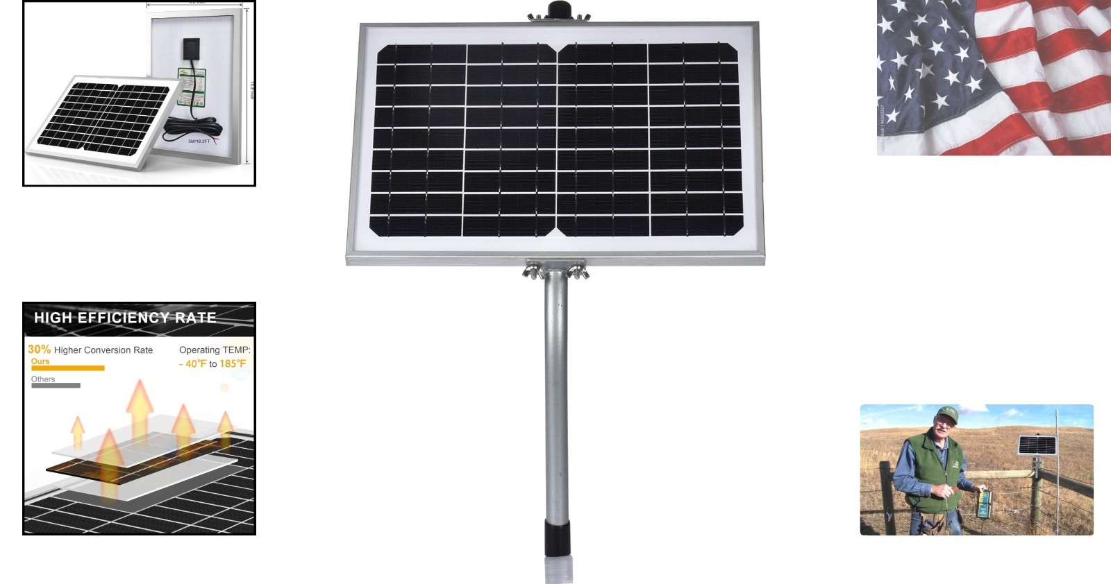 10 Watt Solar Panel Powered Charger Kit + Tubular Mount Bracket for Automatic…