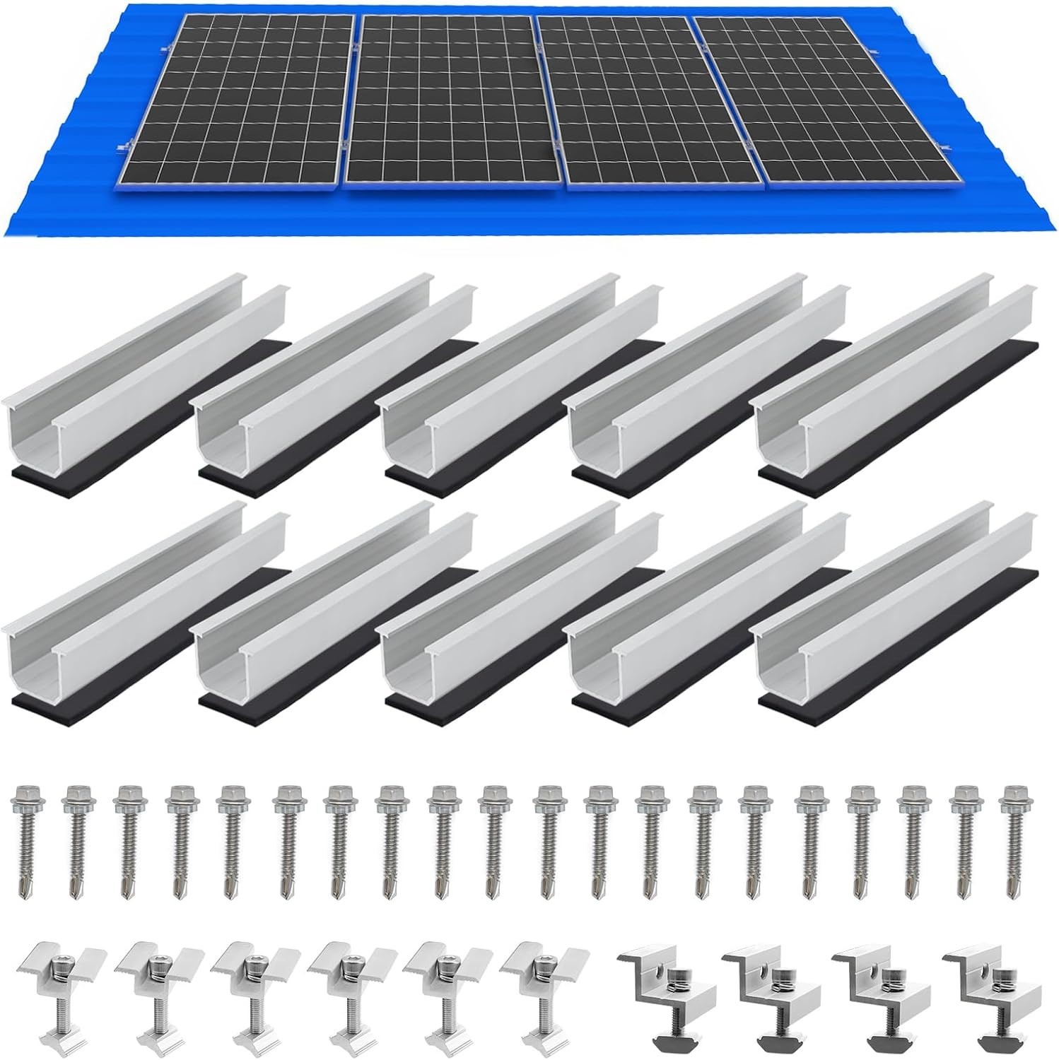 Complete Solar Panel Mounting Kit: 4-Piece Roof Set for Efficiency & Durability