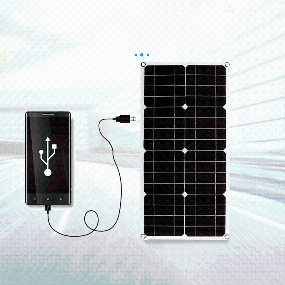 100W Solar Panel Dual USB Output Battery Charger 60A Home RV Camp Outdoor Garden
