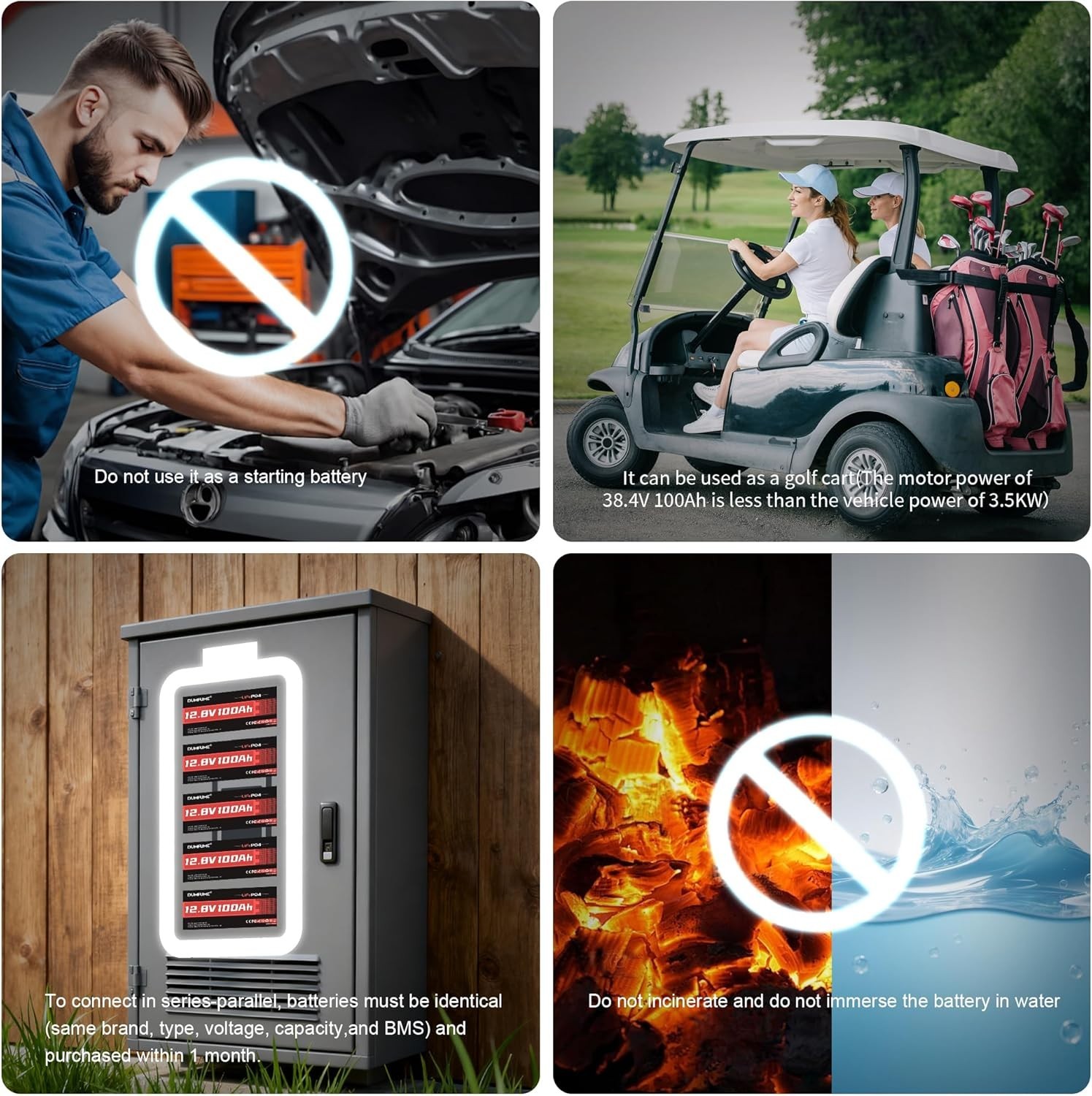 36V 100Ah LiFePO4 Lithium Battery 200A BMS 15000 Cycles For Golf Cart Off-grid